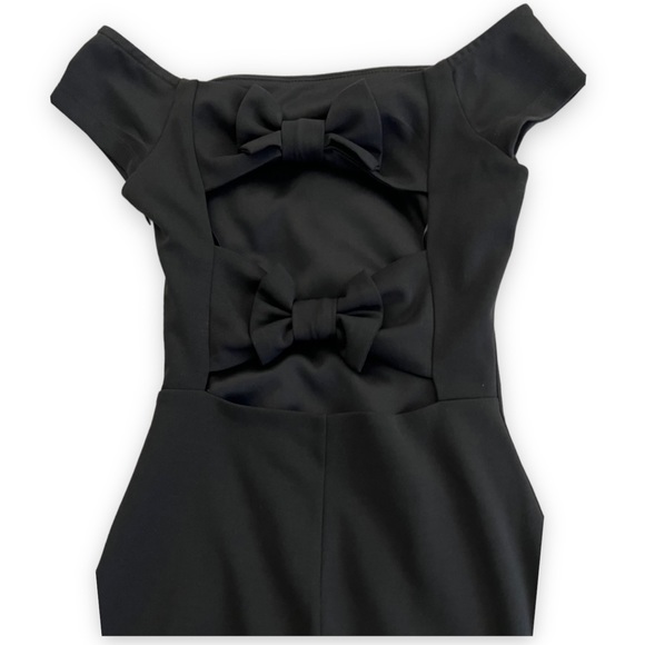 Lulu's Black Bow-Getter Black Off-the-Shoulder Bodycon Dress XS NWT - Picture 10 of 11